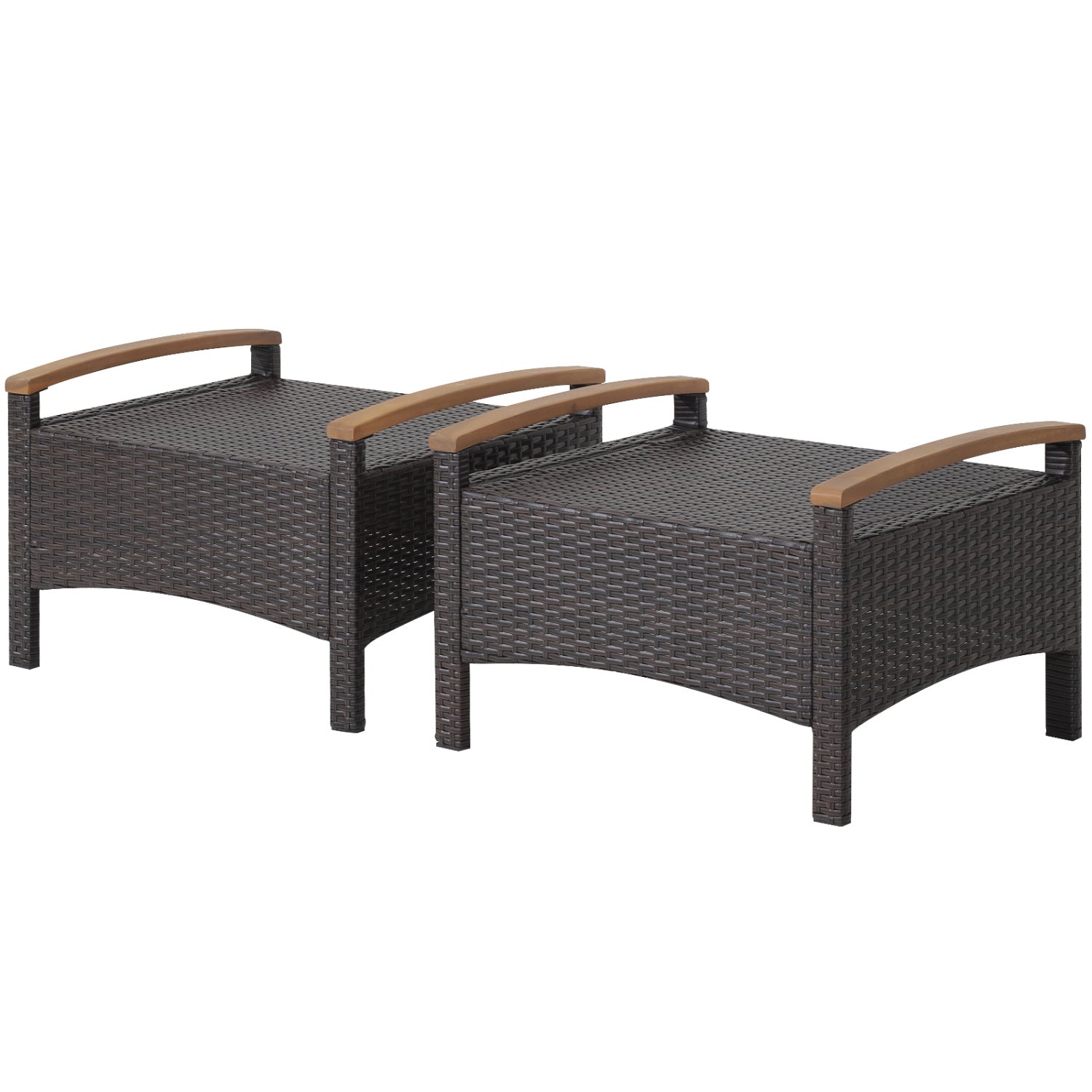 Wicker patio ottomans set of 2 by DirectDeals, dark brown wicker with tan arms on Tampa Home & Garden Store