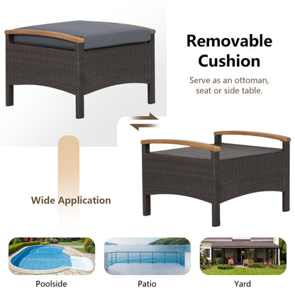Wicker patio ottoman set of 2 with removable cushions, dark brown rattan DirectDeals on Tampa Home & Garden Store