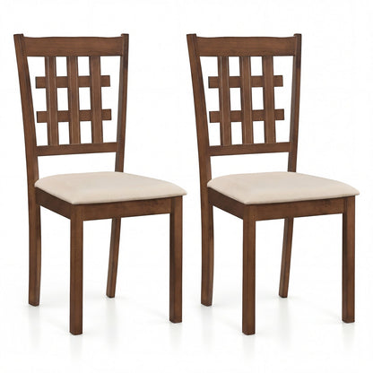 Juego de 2 sillas de cocina de madera con asiento tapizado en piel sintética-Negro