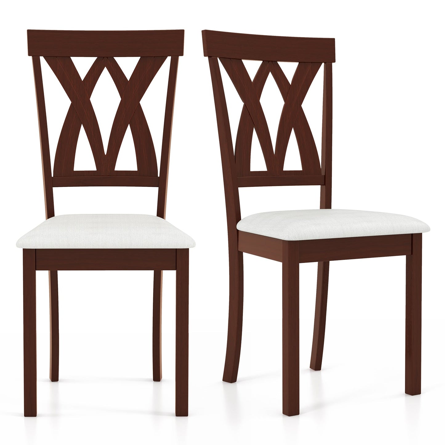 Juego de 2 sillas de cocina de madera con asiento tapizado en piel sintética-Negro