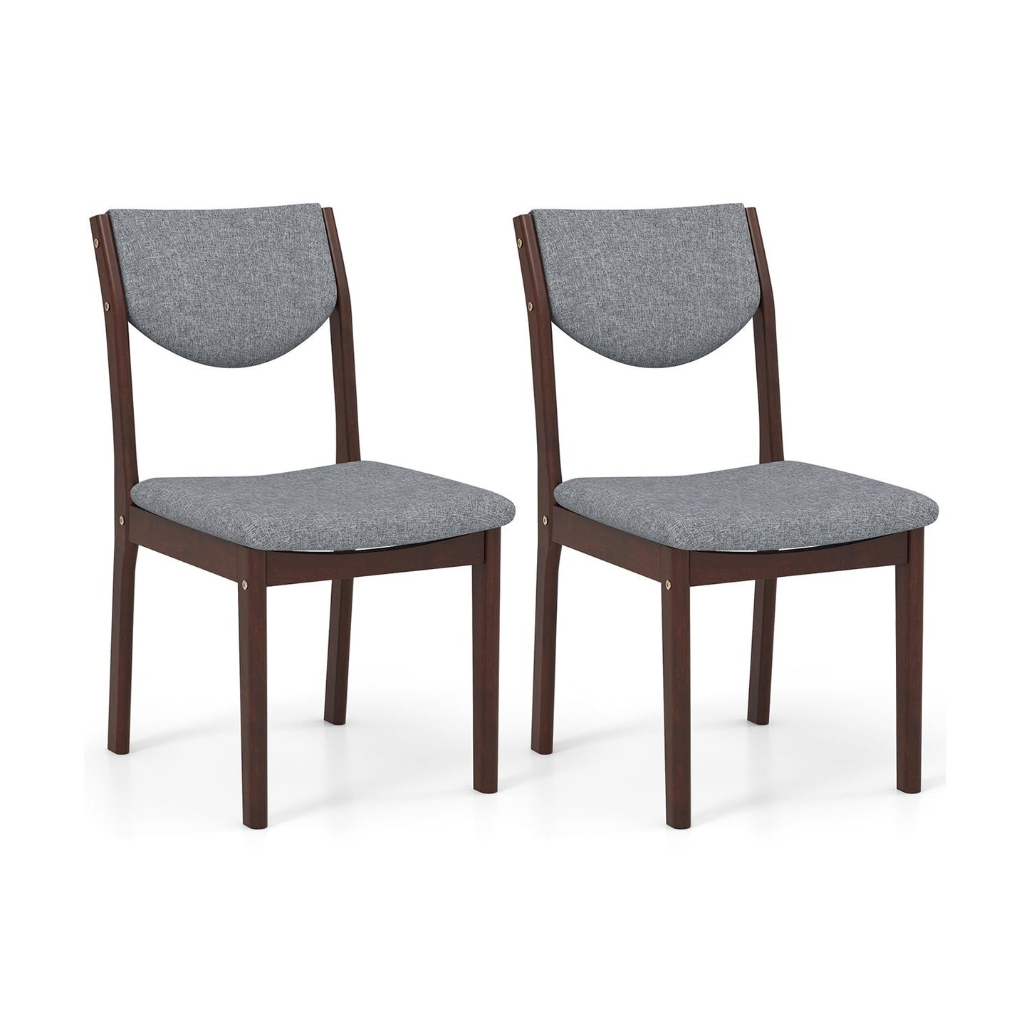 Juego de 2 sillas de cocina de madera con asiento tapizado en piel sintética-Negro