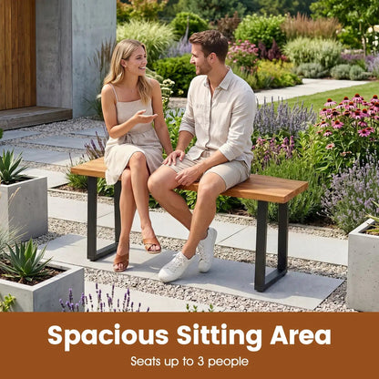 Acacia Wood Patio Benches Set of Two Outdoor