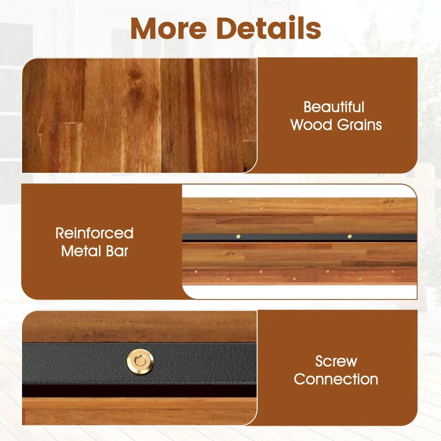 Acacia Wood Patio Benches Set of Two Outdoor