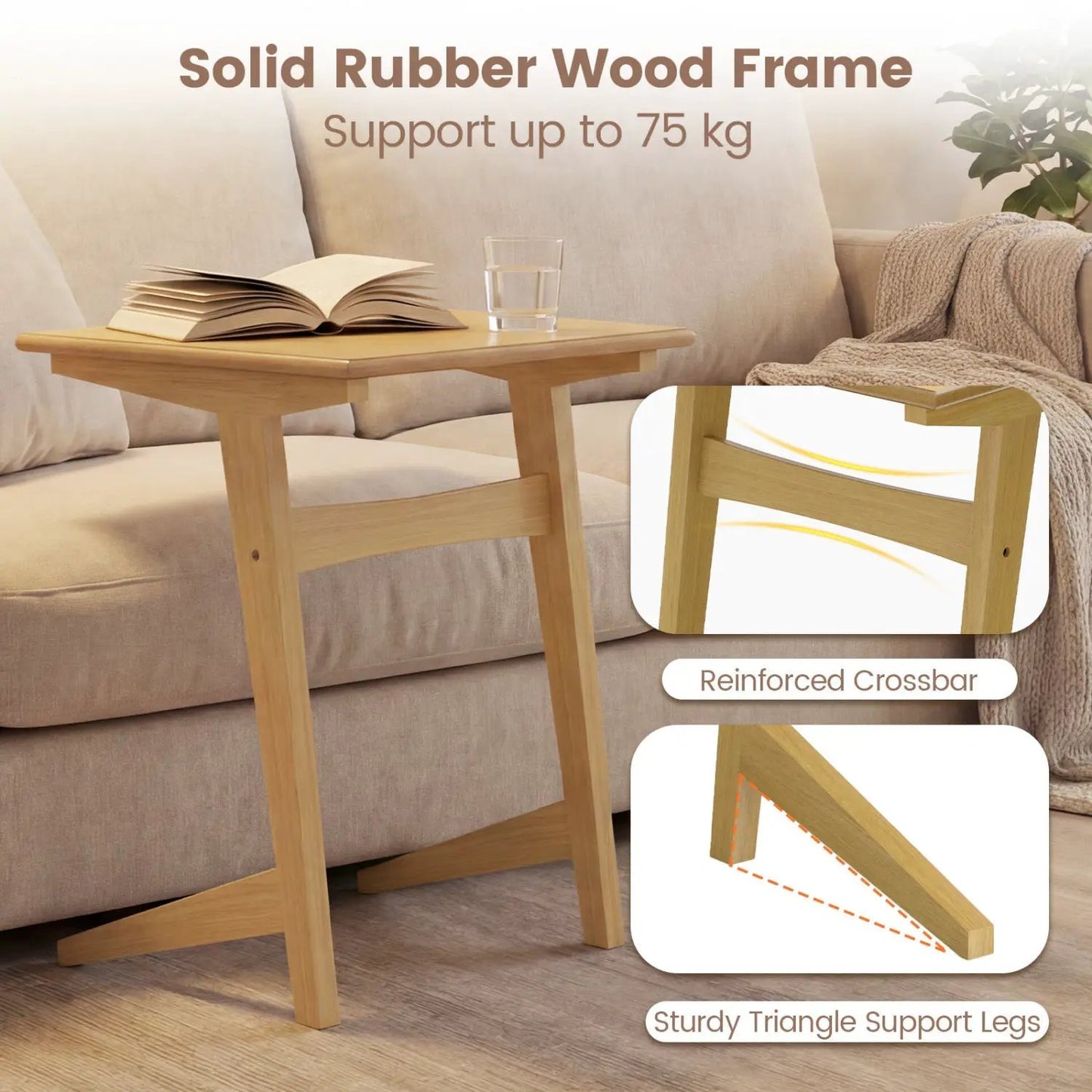 C Shaped End Tables Set of 2 With Wood Veneer