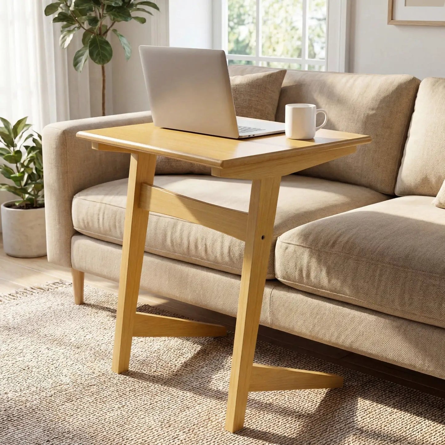 C Shaped End Tables Set of 2 With Wood Veneer
