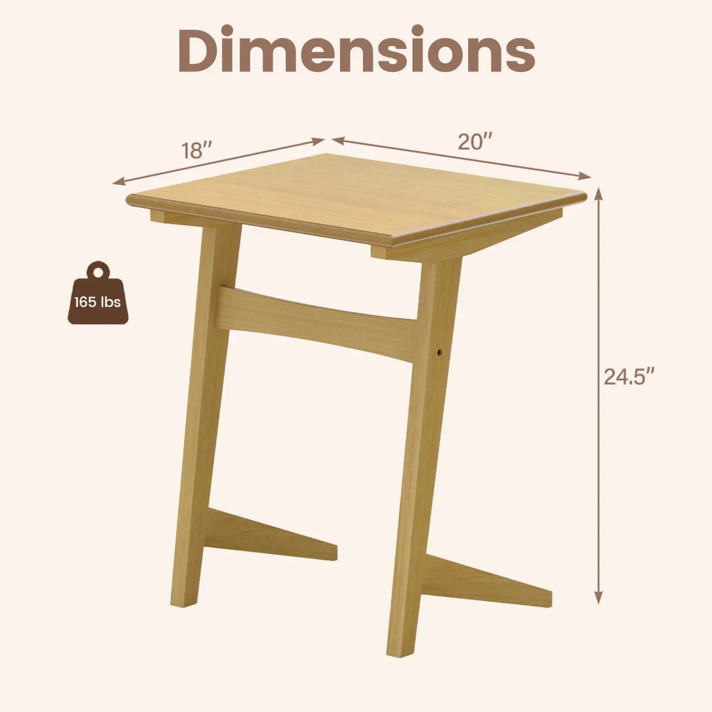 C Shaped End Tables Set of 2 With Wood Veneer