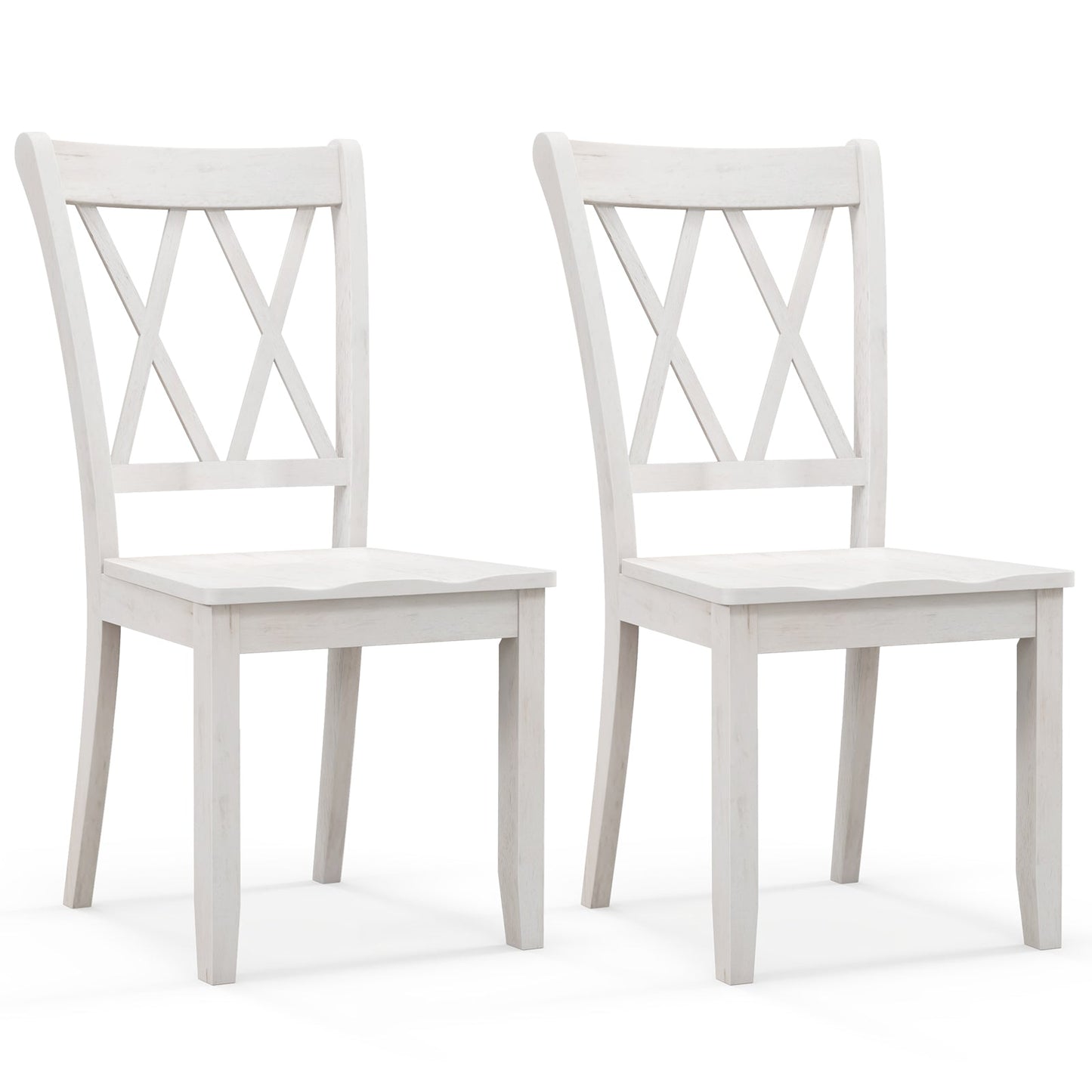 Set of 2 Cross Back Rubber Wood Dining Chairs-Green
