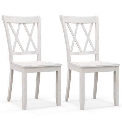 Set of 2 Cross Back Rubber Wood Dining Chairs-Green