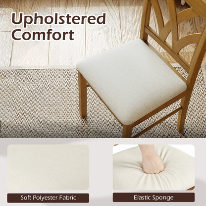 Set of 2 Wooden Dining Chairs Upholstered with Hollowed Backrest and Soft Padded Seat