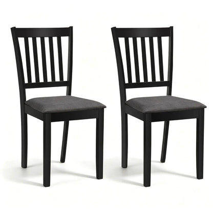 Padded Dining Chairs Set of 2 in Rubber Wood