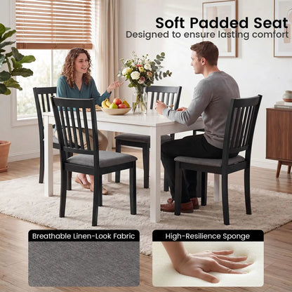 Padded Dining Chairs Set of 2 in Rubber Wood
