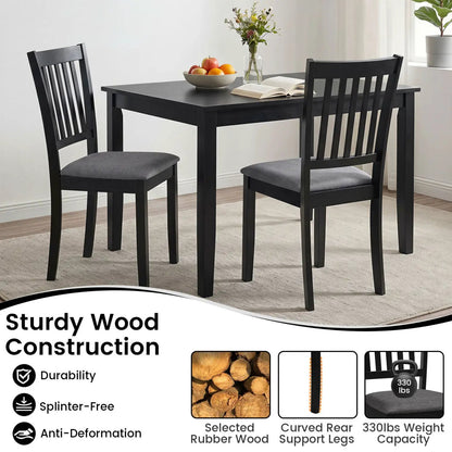 Padded Dining Chairs Set of 2 in Rubber Wood