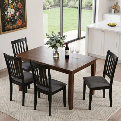 Padded Dining Chairs Set of 2 in Rubber Wood
