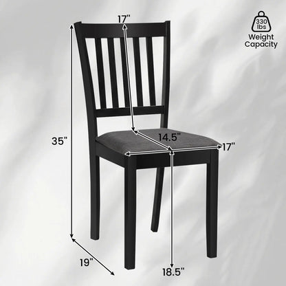 Padded Dining Chairs Set of 2 in Rubber Wood