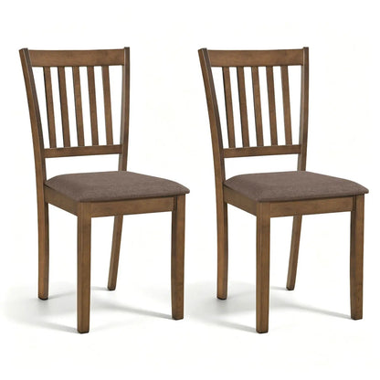 Padded Dining Chairs Set of 2 in Rubber Wood