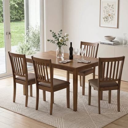 Padded Dining Chairs Set of 2 in Rubber Wood