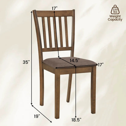 Padded Dining Chairs Set of 2 in Rubber Wood