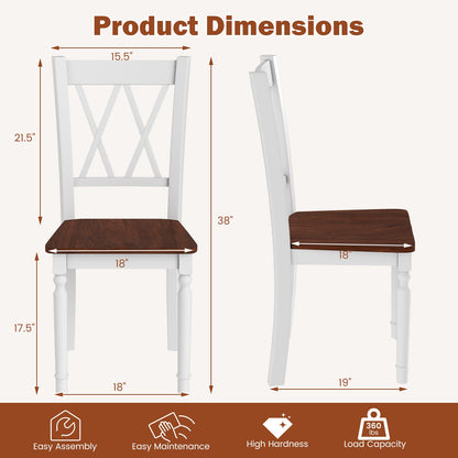 Juego de 4 sillas de cocina de madera estilo rústico con asiento de madera de caucho
