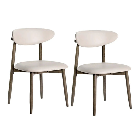 Upholstered dining chairs set of 2 with curved beige backs and wooden legs DirectDeals on Tampa Home & Garden Store