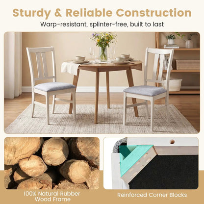 Set of 2 Wooden Upholstered Dining Chairs