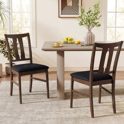 Set of 2 Wooden Upholstered Dining Chairs