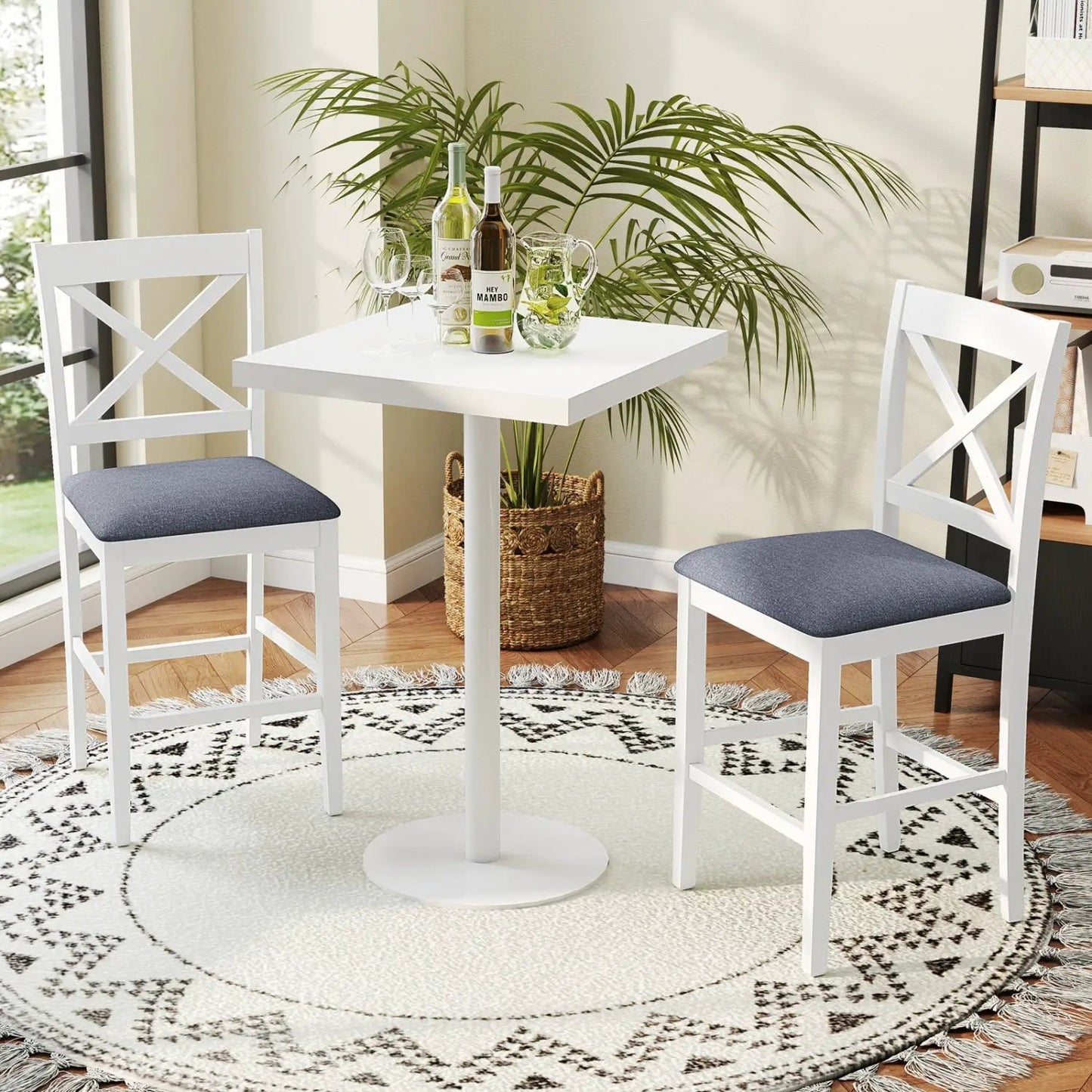Set of 2 X Back Bar Stools with Cushioned Seats