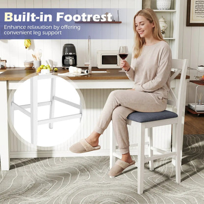 Set of 2 X Back Bar Stools with Cushioned Seats