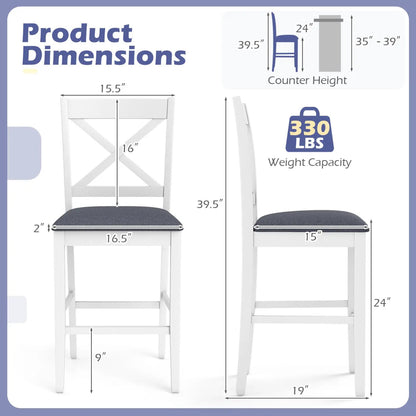 Set of 2 X Back Bar Stools with Cushioned Seats
