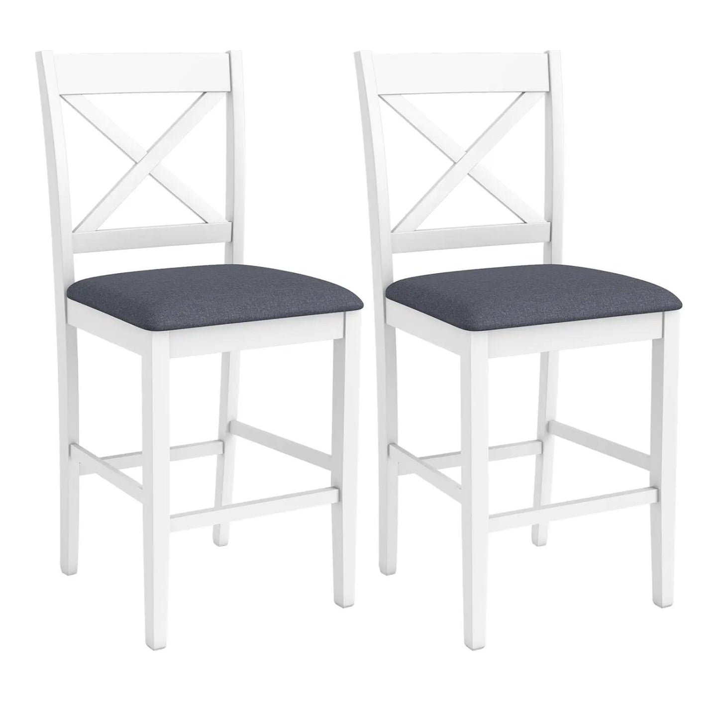 Set of 2 X Back Bar Stools with Cushioned Seats