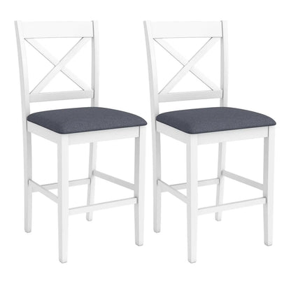 Set of 2 X Back Bar Stools with Cushioned Seats