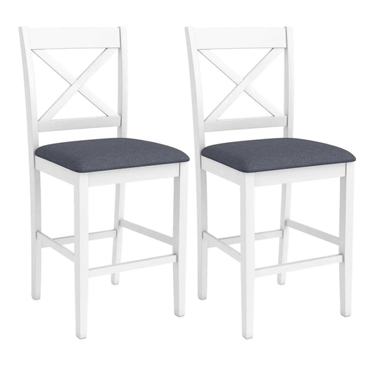 Set of 2 X Back Bar Stools with Cushioned Seats