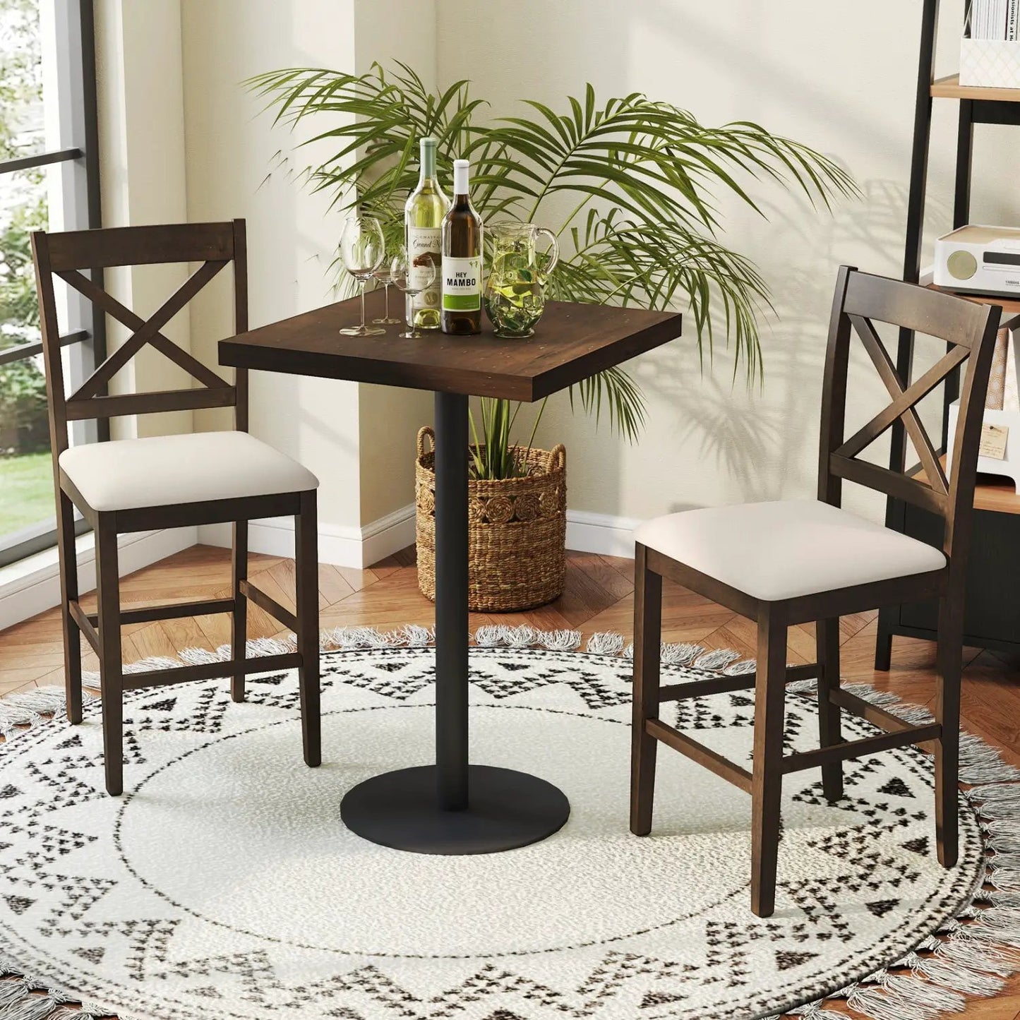 Set of 2 X Back Bar Stools with Cushioned Seats