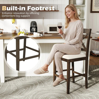 Set of 2 X Back Bar Stools with Cushioned Seats