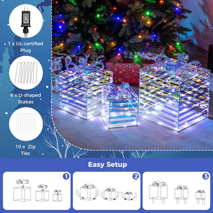 DirectDeals 3 crystal lighted gift boxes with bows and plug, clear acrylic presents on Tampa Home & Garden Store