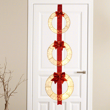 Set of 3 Christmas lighted wreaths with warm white LEDs, red glitter ribbon and bows DirectDeals on Tampa Home & Garden Store