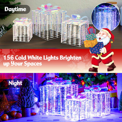 Set of 3 iridescent gift boxes with holographic bows, white lattice mesh DirectDeals on Tampa Home & Garden Store