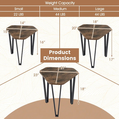 Nesting Coffee Tables Set of 3 with Metal Frames