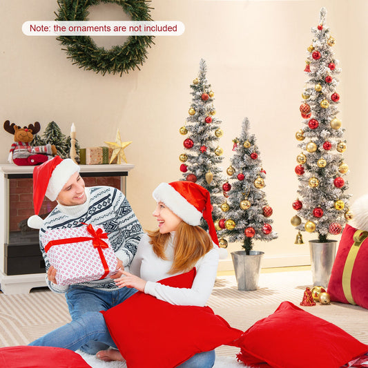 Set of 3 potted snow-flocked artificial Christmas trees with gold ornaments DirectDeals on Tampa Home & Garden Store