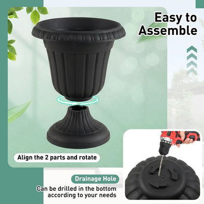 Urn Planters with Pedestal Base Set of Four