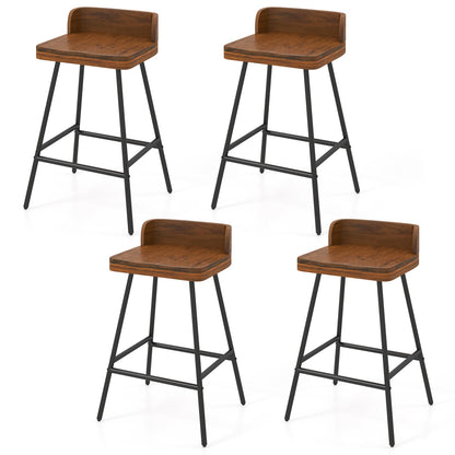 24in DirectDeals Industrial Bar Stool with Low Back, wood seat & black metal legs, set of 4 on Tampa Home & Garden Store