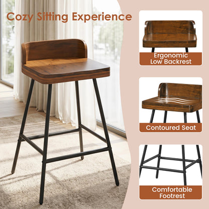 24-inch bar stool low back, wood seat, black metal legs set of 4 on Tampa Store on Tampa Home & Garden Store