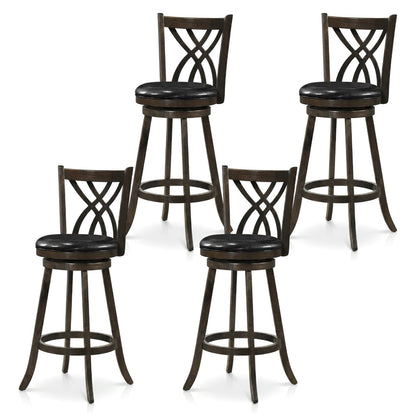 DirectDeals counter-height bar stools set of 4 with swivel seats dark wood and black cushions on Tampa Home & Garden Store