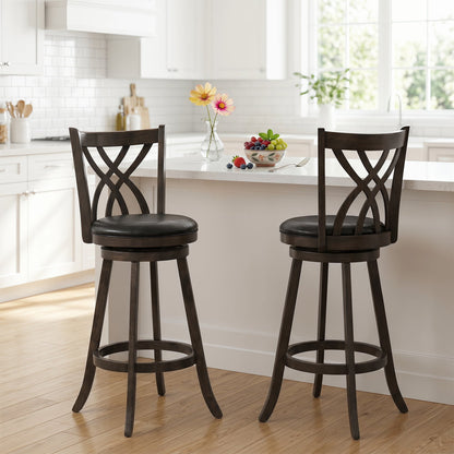Counter height bar stools set of 4 with swivel seats dark brown wood on Tampa Home & Garden Store