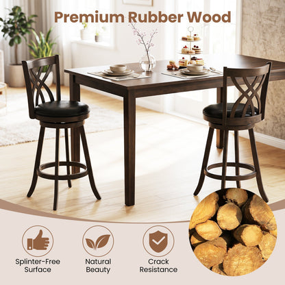 Counter Height Bar Stools set of 4 with swivel seats in dark brown wood by DirectDeals on Tampa Home & Garden Store