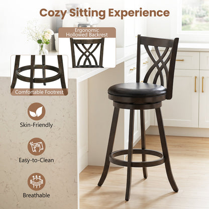 Counter Height Bar Stools set of 4 with swivel padded seats in dark espresso wood DirectDeals on Tampa Home & Garden Store