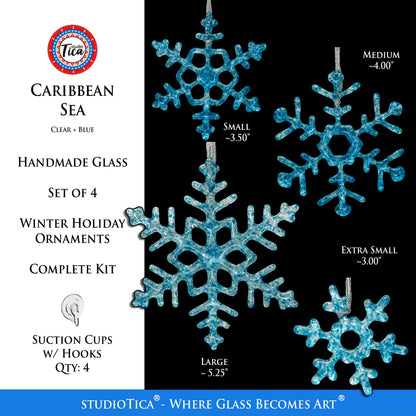 Handmade Glass Snowflake - Caribbean Blue - by studioTica