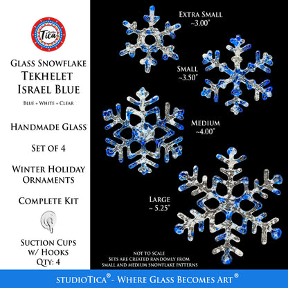 Copo de nieve de cristal hecho a mano - Azul Tekhelet Israelí - por studioTica
