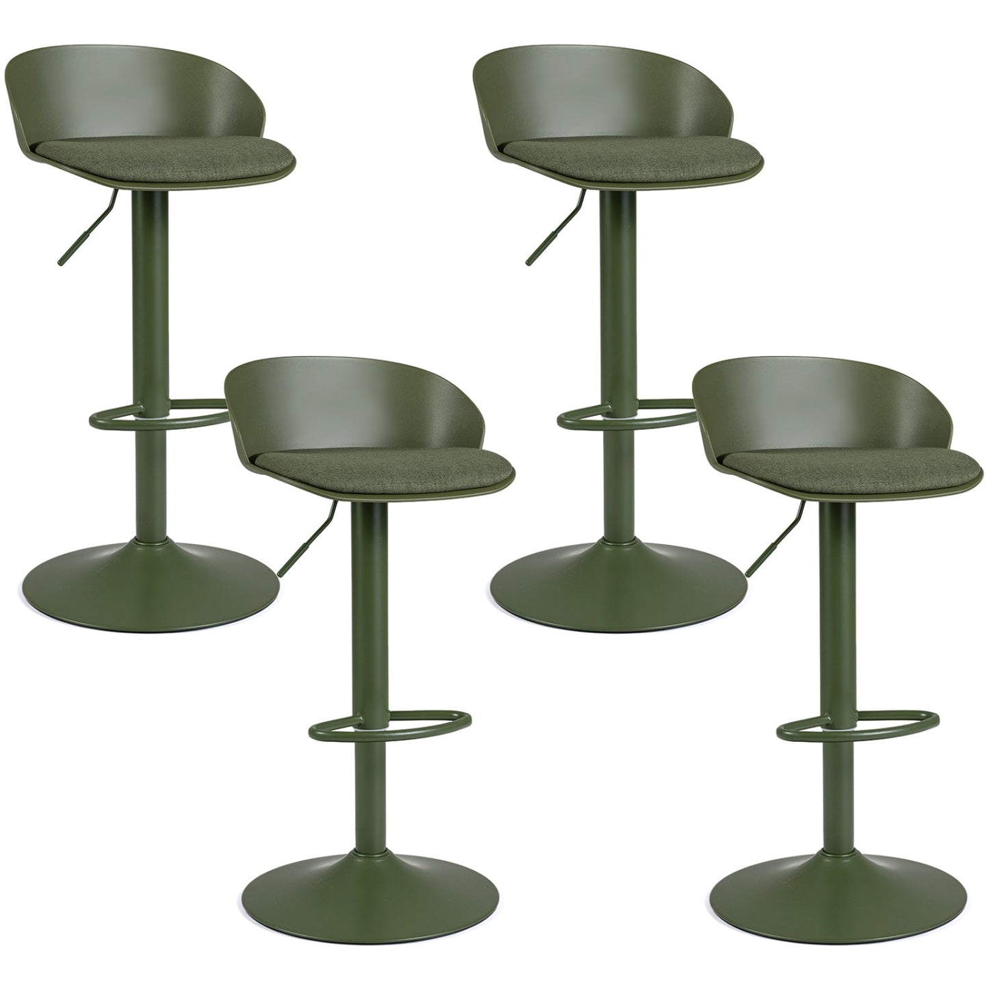 DirectDeals adjustable swivel bar stools set of 4, olive green with backs and footrests on Tampa Home & Garden Store