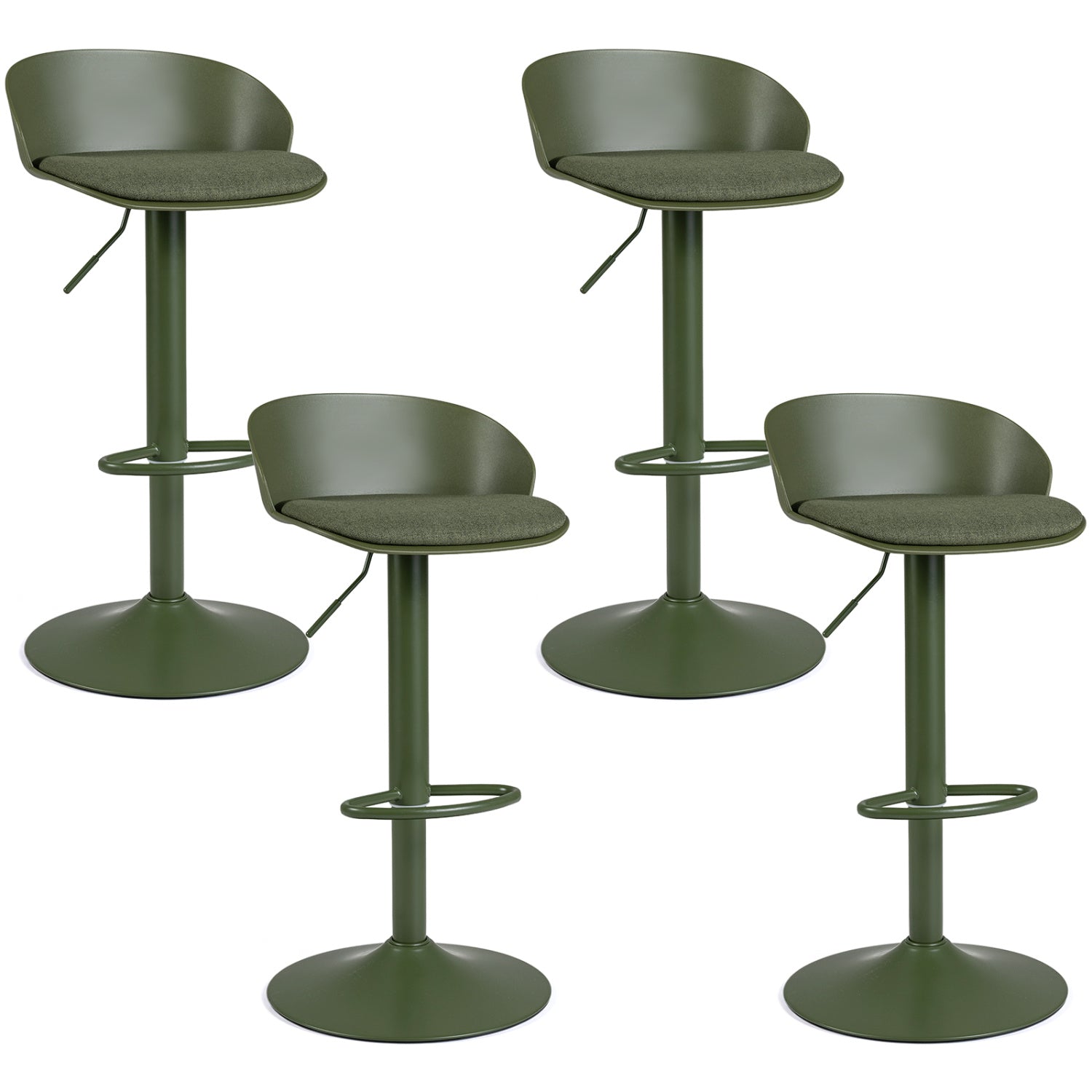 DirectDeals adjustable swivel bar stools set of 4, olive green with backs and footrests on Tampa Home & Garden Store