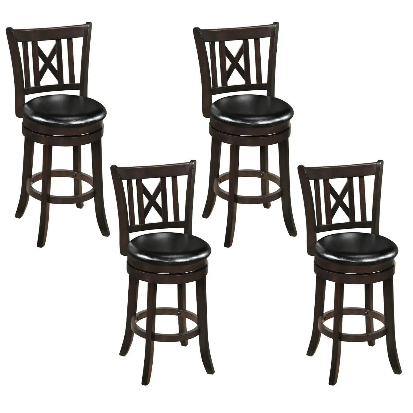 Swivel Bar Stools Set 4 With Backrest Footrest